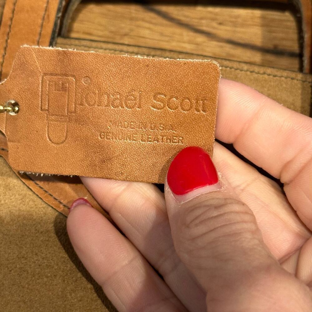 NWT Vintage Michael Scott Brown Tutone Leather Suede Briefcase Portfolio Bag - Picture 11 of 12